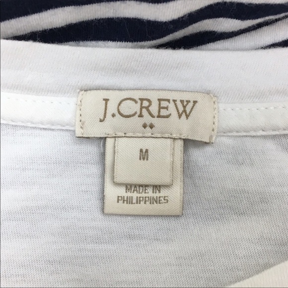 J CREW Factory T Shirt Top Short Sleeve Stripe Navy Classic Minimalist Medium - Picture 5 of 10